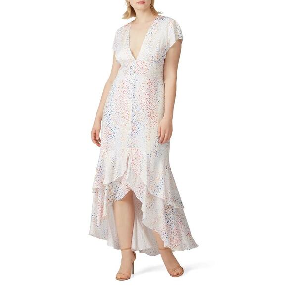 Hutch Multi Heart V-Neck High-Low Dress in White – Size 18W - Picture 1 of 10